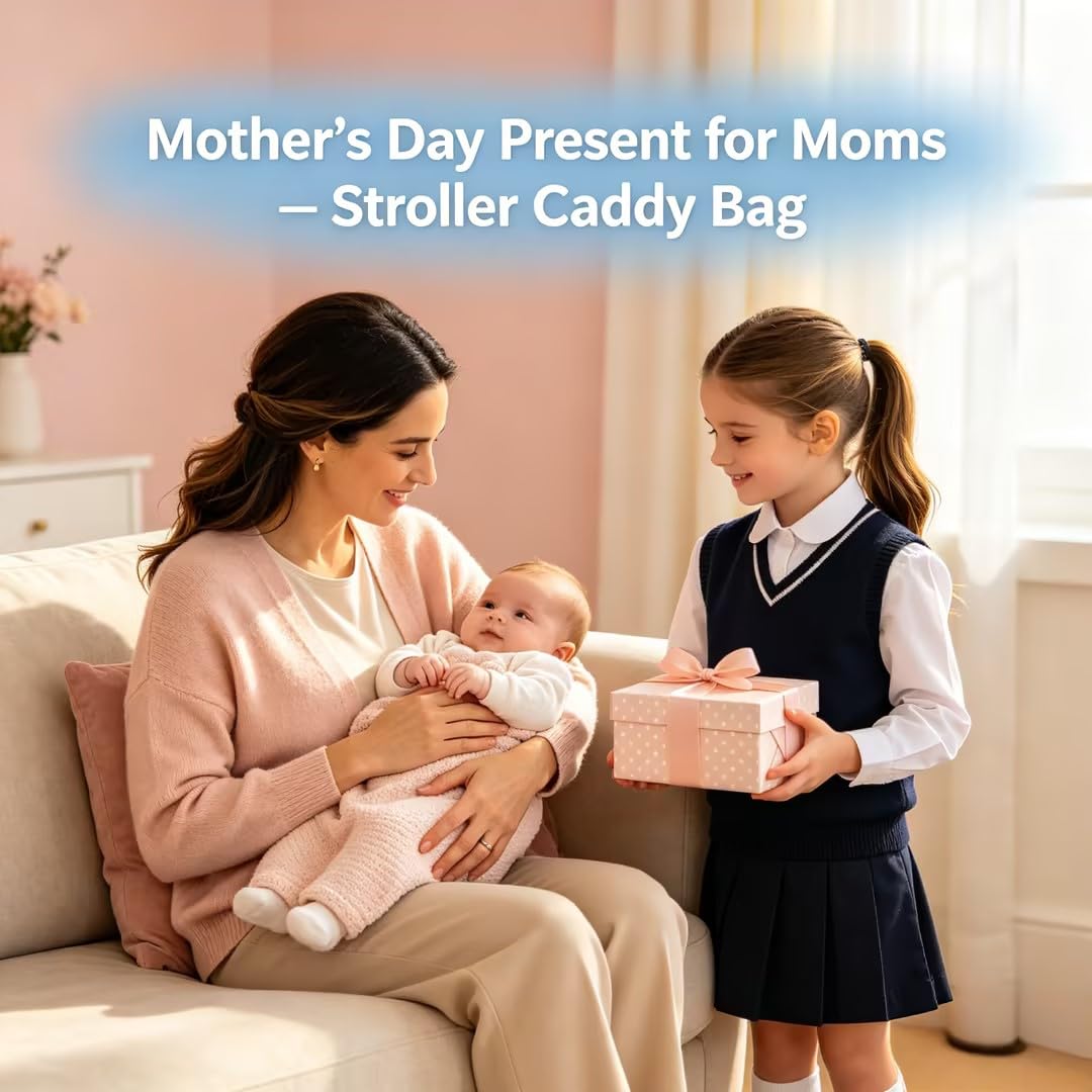 Universal Stroller Organizer with Insulated Cup Holders,Large Capacity Non-Slip Stroller Caddy Bag Fits for Uppababy/Doona/Jogger/Britax/Mompush/BoB with Anti-Sag Hard Bottom and Wet Wipes Pocket