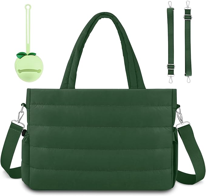 KUBYA Diaper Bag Tote, Puffer Diaper Tote Bags for Women Lightweight Travel Work Hospital Baby Bag Crossbody Mommy Bag