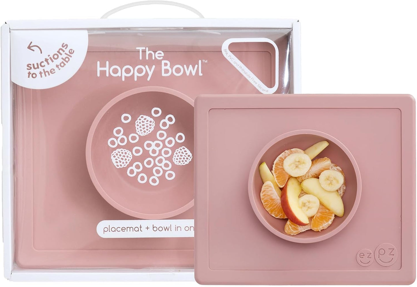 ezpz Happy Bowl - 24 Months + (Sage) - 100% Silicone Suction Bowl with Built-in Placemat – Dishwasher Safe