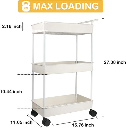 Volnamal Baby Diaper Caddy, Plastic Movable Cart for Newborn Nursery Essentials Diaper Storage Caddy Organizer for Changing Table & Crib, Easy to Assemble, Beige