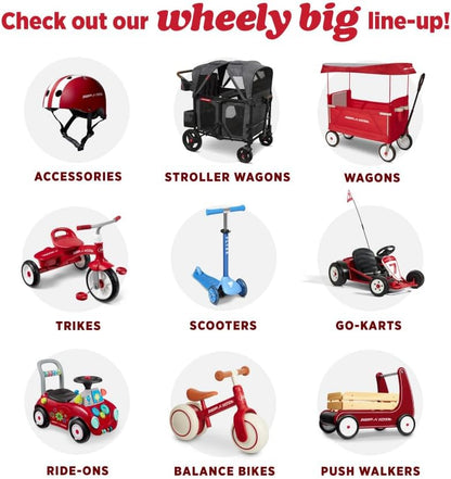 Radio Flyer City Luxe Stroll 'N Wagon, for Ages 1+, 3-in-1 Push or Pull, with Bench Mode, Easy Fold, UV Canopy, 5-Point Harnesses, Front Caster Wheels & 12" Rear Wheels, Stroller Wagon for Kids