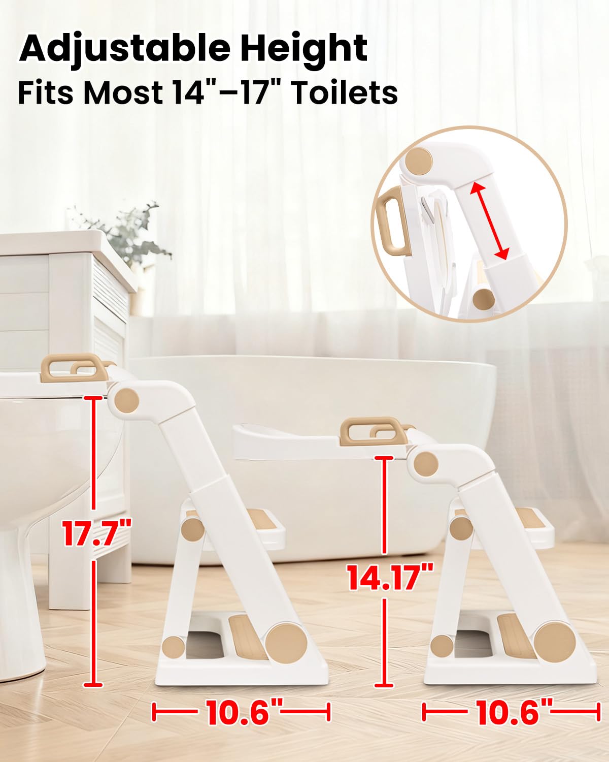 Potty Training Seat, Primlect Upgrade Ultra-Stable Toddler Toilet Seat for Kids Boys Girls, 2 in 1 Potty Training Toilet with Step Stool, Adjustable Seat and Ladder, Non-Slip Pad, Splash Guard (Grey)