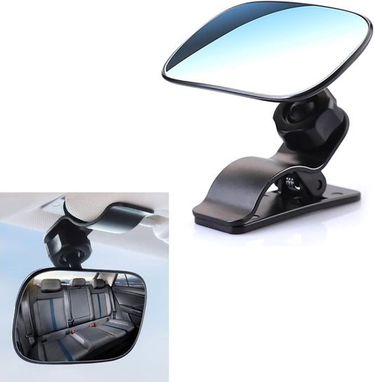 Car Mirror for Baby, 360° Rotatable Adjustable HD Observation Glass, Wide Angle Rear Seat Viewer with ABS Clip, Universal Safety Child Monitor for Vehicle (Black)