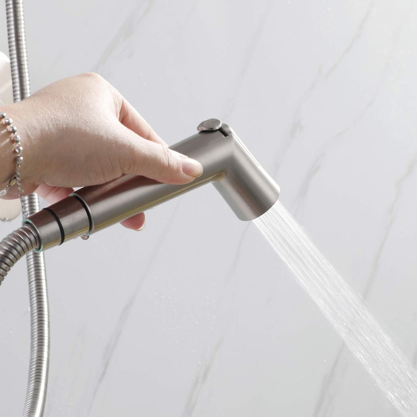 Handheld Sprayer Kit with Adjustable Jet Spray for Toilet, Double Shut-Off Design Chrome Finish
