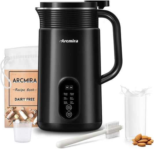 Arcmira 𝟲 𝗶𝗻 𝟭 Nut Milk Maker, 20 oz(600ml) Homemade Almond, Oat, Soy, Coconut, Plant Based and Non Dairy Beverages, Milk Blender Machine with Delay Start, Keep Warm, Boil Water, Self Cleaning