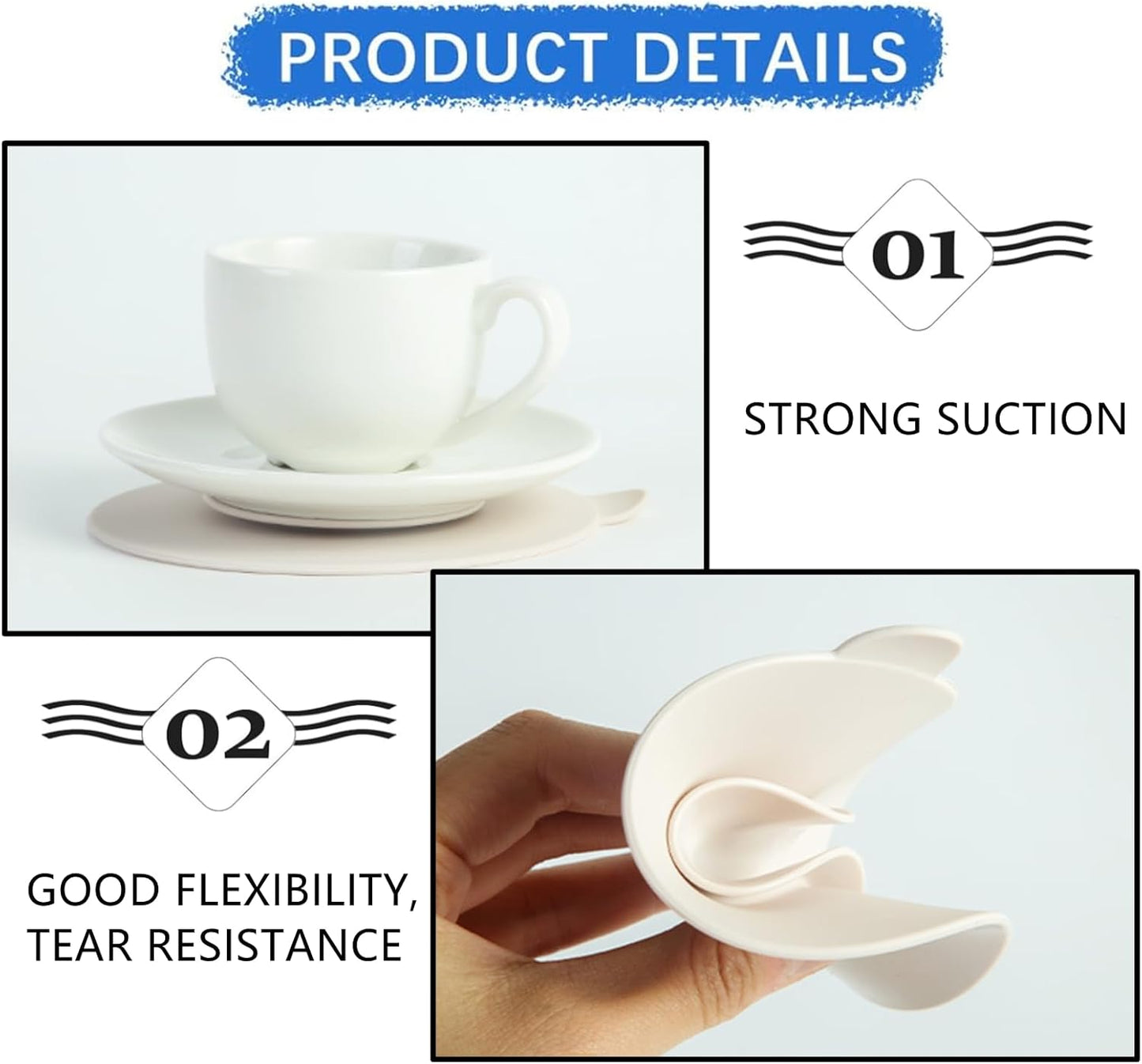3 PCS Table Suction Cup Pad Professional Tableware Sucker Silicone Suction Coasters Non-Slip Double Sided Suction Cups for Fixing Tableware Plate Bowl Dish