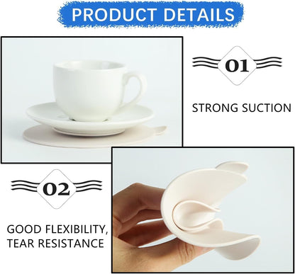 3 PCS Table Suction Cup Pad Professional Tableware Sucker Silicone Suction Coasters Non-Slip Double Sided Suction Cups for Fixing Tableware Plate Bowl Dish