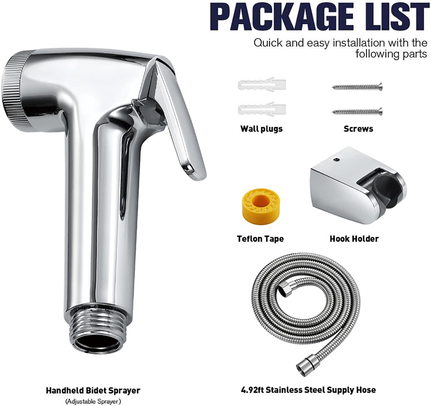 HandheldSprayer Kit Cloth Diaper Sprayer ABS Round ShapeSprayer for Toilet for Toilet-Adjustable Water Pressure Control withHose for Feminine Wash and Bracket,Chrome d(Chrome D)