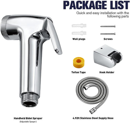 HandheldSprayer Kit Cloth Diaper Sprayer ABS Round ShapeSprayer for Toilet for Toilet-Adjustable Water Pressure Control withHose for Feminine Wash and Bracket,Chrome d(Chrome D)