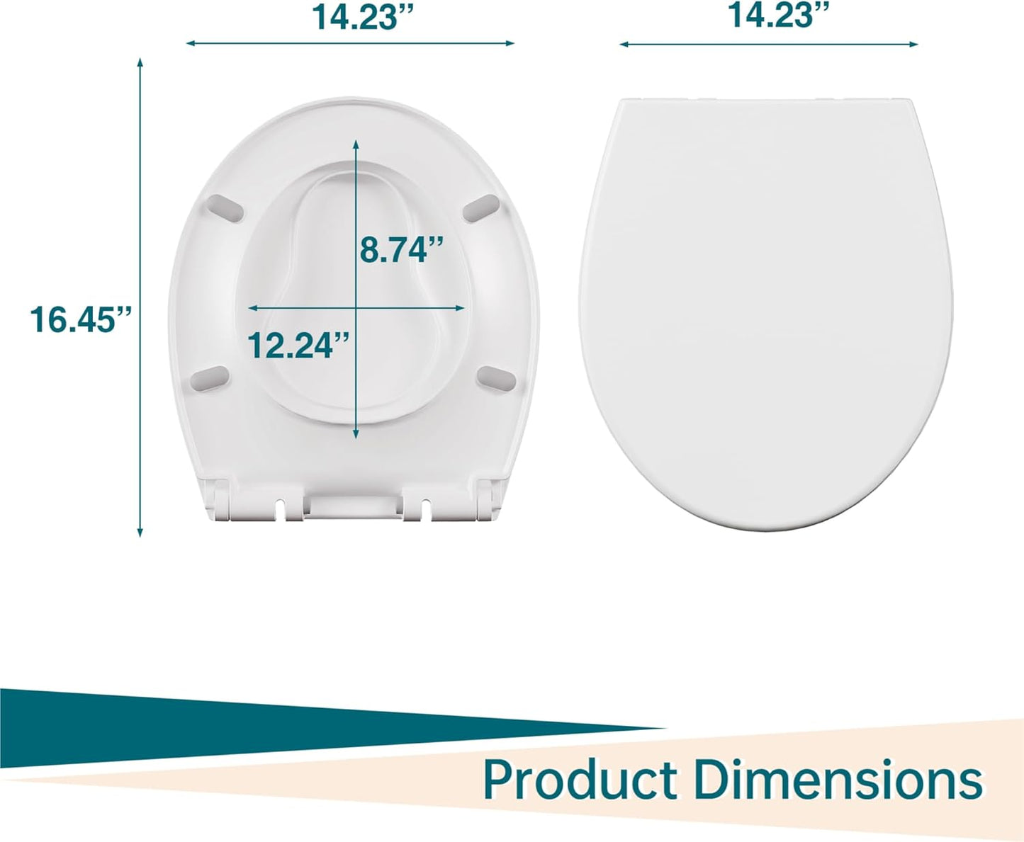 17" White Round Toilet Seat for Adult and Child, Built-In Potty Training Seat with Soft Quiet Close Non-Slip Design, Magnetic Kids Seat and Cover for Round/Oval Toilets, Easy to Install and Clean