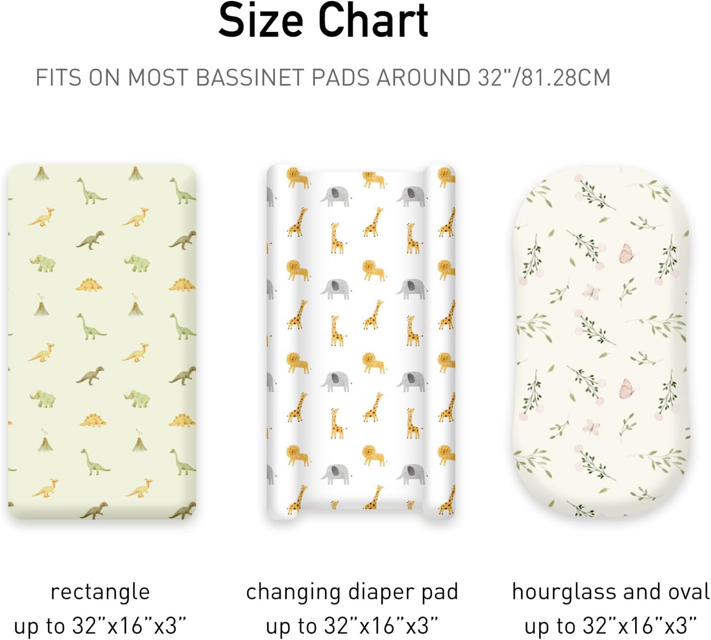 Bedside Sleeper Bassinet Fitted Sheets 20 x 33, 3 Pack Baby Delight Beside Me Dreamer,Babybond,Jimglo,koola,cowiewie,fodoss, Dream On Me Baby Square Bassinet, Pink Animal