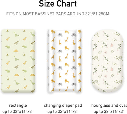 Bedside Sleeper Bassinet Fitted Sheets 20 x 33, 3 Pack Baby Delight Beside Me Dreamer,Babybond,Jimglo,koola,cowiewie,fodoss, Dream On Me Baby Square Bassinet, Pink Animal