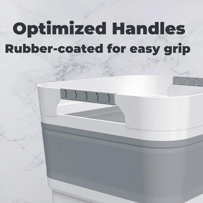 GIMWA 2.6 Gal(10L) Collapsible Wash Basin for Baby Bottles, Gray Space-Saving Collapsible Dish Basin with Drain Plug for bottle washing, Collapsible Bucket for RV Kitchen Essentials