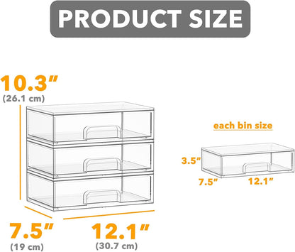 SpaceAid Bottle Storage Organizer Baby - Acrylic Bottles Station Organizer Container, Stackable Clear Drawers for Countertop, Vanity, Bathroom, Cabinet, Pantry Organization, 5 Pack, 2S2M1L, 15.4" H
