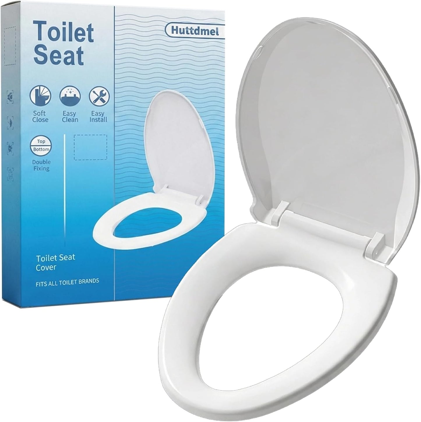 Toilet Seat with Toddler Seat, Potty Training Toilet Seat Round 2 in 1 Soft Close Quiet No Slapping, Magnetic Absorption, Easy to Install and Clean,White