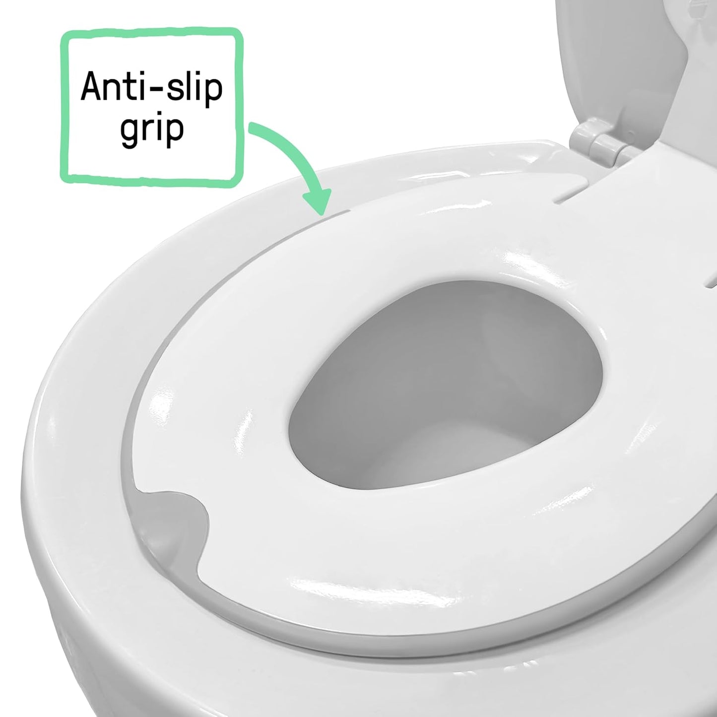 Ingenuity Ready Set Go Potty Training Toilet, Removable Bowl, Non-Skid Bottom, Wide Stable Base, Age 18 Months & Up, White & Grey