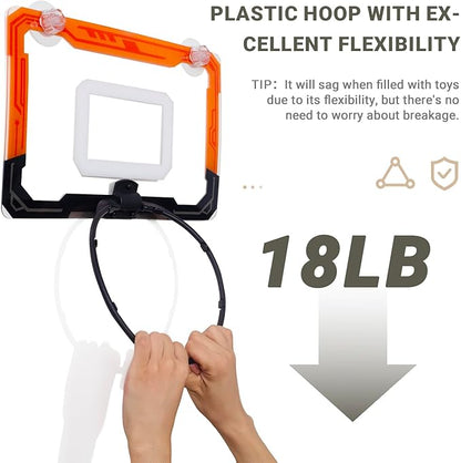 Baby Bath Toy Storage Organizer, Large Opening Mesh Bathtub Toy Storage for Tub, Bath Toy Holder for Quick Release of Toys for Bathroom, Basketball Hoop Design with Fun Bonus