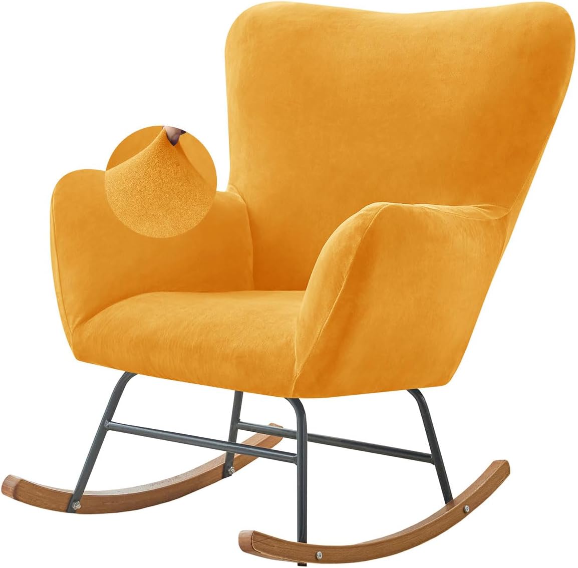 Levoberg Nursery Rocking Chair Cover Velvet Rocker Glider Chairs Cover Slipcovers Stretch Rocking Accent Chair Cover Recliner Armchair Slipcover for Nursery Living Room Bedroom Office Camel