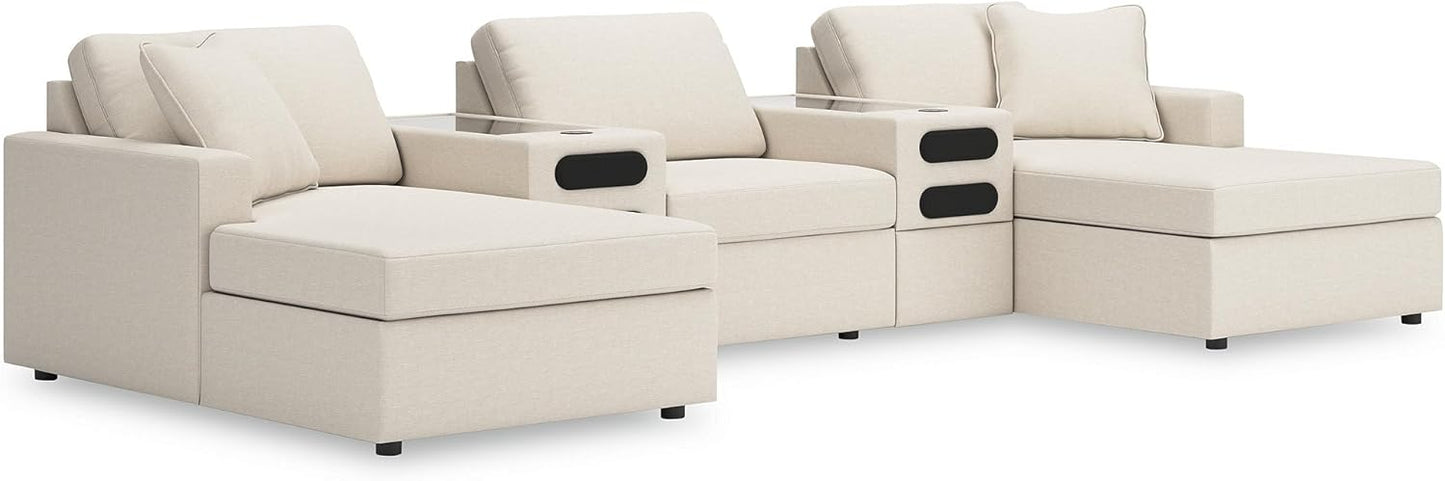 Signature Design by Ashley Modmax Coastal Press-Back Swivel Glider Rocker Recliner with Machine Washable Cover, Hidden Storage Compartments and 2 Bolster Pillows, Beige - Colors A