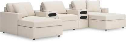 Signature Design by Ashley Modmax Coastal Press-Back Swivel Glider Rocker Recliner with Machine Washable Cover, Hidden Storage Compartments and 2 Bolster Pillows, Beige - Colors A