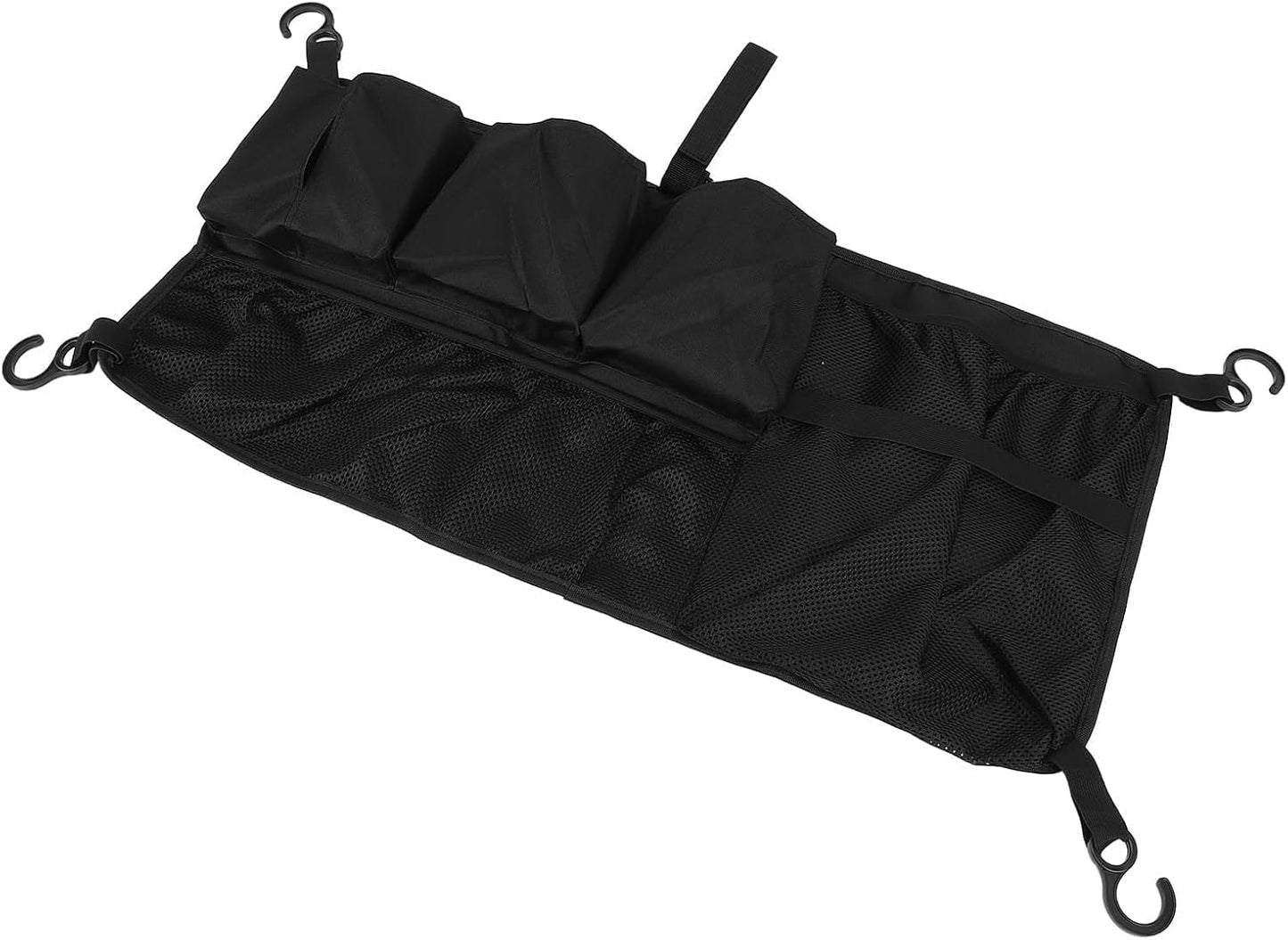 Folding Wagon Side Pocket, Oxford Cloth Stroller Wagon Cargo Net Side Caddy Organizer with Hooks, Hanging Storage Caddy Black