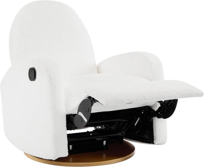 Merax Boucle 360 Swivel & Glider Recliner Chair, Soft Bedroom Sofa Chair with with Thicker Seat Cushion, Modern Home Theater Seating for Living Room Almond