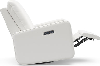 Graco Teddi Power Recliner Swivel Glider, Electronic Power Recline, Oeko-TEX 100 Certified, USB-A & USB-C Charger, Premium Cushioning & Comfort – (Ivory Basketweave)