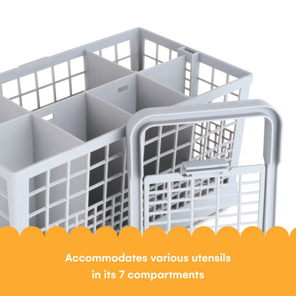 Noa Store Universal Dishwasher Silverware Basket with 7 Compartments and Handle - Ideal for Organizing Cutlery - Silverware Drainer Basket for Kitchen Clean Up - Compatible with Baby Bottles and More