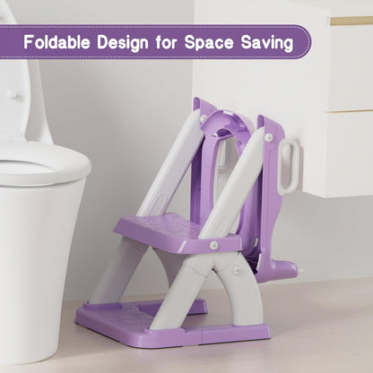 Potty Training Seat, Toddler Toilet Seat for Kids Boys Girls, 2 in 1 Potty Training Toilet for Kids, Splash Guard Anti-Slip Pad Step Stool, Adjust High Potty Chair for Toddler Kid Boys Girls