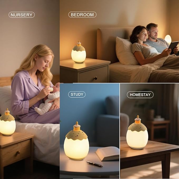 Silicone Night Light for Kids, Egg Baby Nursery Night Lamp with 3-Level Dimming & 30-Min Timer, Portable nightlight for Kids Bedroom,Birthday Cake-Shaped Night Light