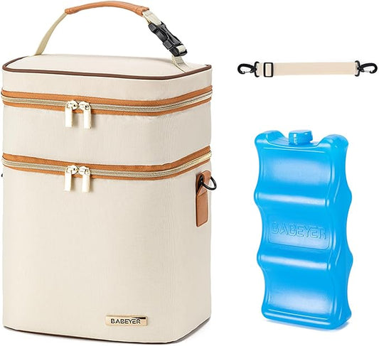 Breastmilk Cooler Bag with Ice Pack Fits 6 Baby Bottles Up to 9 Ounce