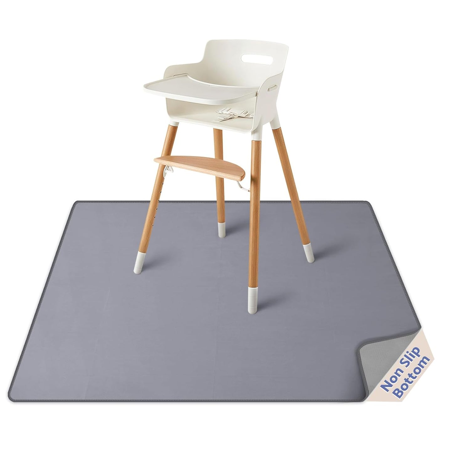 Blissful Diary Baby Splat Mat for Under High Chair, 50.4 x 50.4 Inch Wipeable Splash Mat, Waterproof and Washable, Anti-Slip Floor Protector, Retro Rainbow