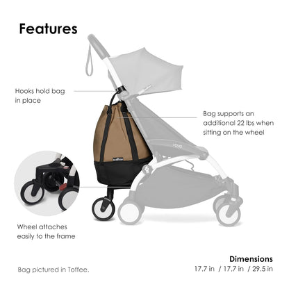 Babyzen YOYO Bag, Toffee - Offers Extra and Sturdy Storage on YOYO2 - Includes Bag, Rolling Base and Hooks