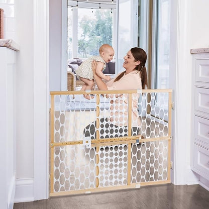 Toddleroo by North States - Quick-Fit Oval Mesh Wooden Baby Gate: Pressure Mounted Baby Gate for Doorways - Adjustable 26.5 to 42 Inches Wide - 23 Inches Tall