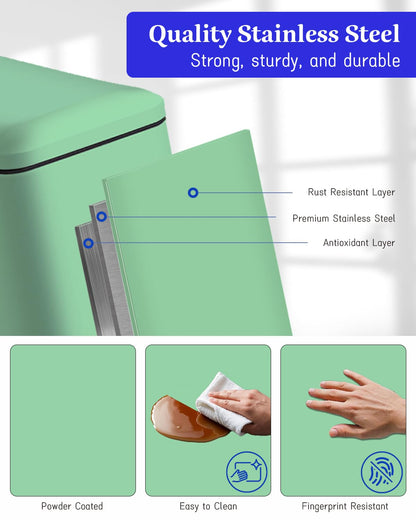 Diaper Pail, Airtight Odor Control Baby Diaper Bin with Childproof Lock, Stainless Steel Garbage Pail with lid, 15 Liter/ 4 Gallon Compact Nursery Trash Can with Removal Inner Liner, Blue