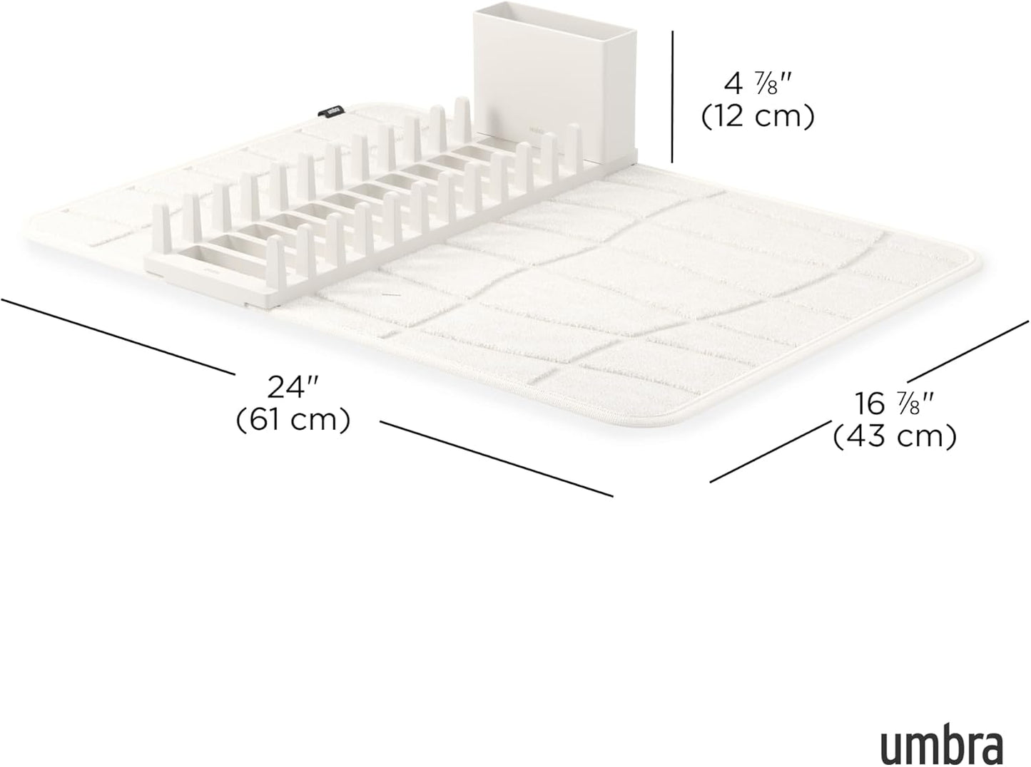 Umbra Udry Dish Rack and Microfiber Drying Mat – Space-Saving Design Folds Up for Easy Storage, Mini Rack, Gray
