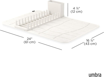 Umbra Udry Dish Rack and Microfiber Drying Mat – Space-Saving Design Folds Up for Easy Storage, Mini Rack, Gray