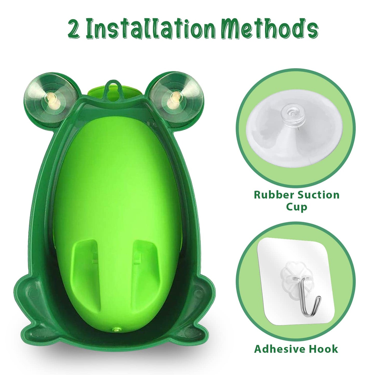 Cute Frog Potty Training Urinal for Boys with Funny Aiming Target - Blackish Green