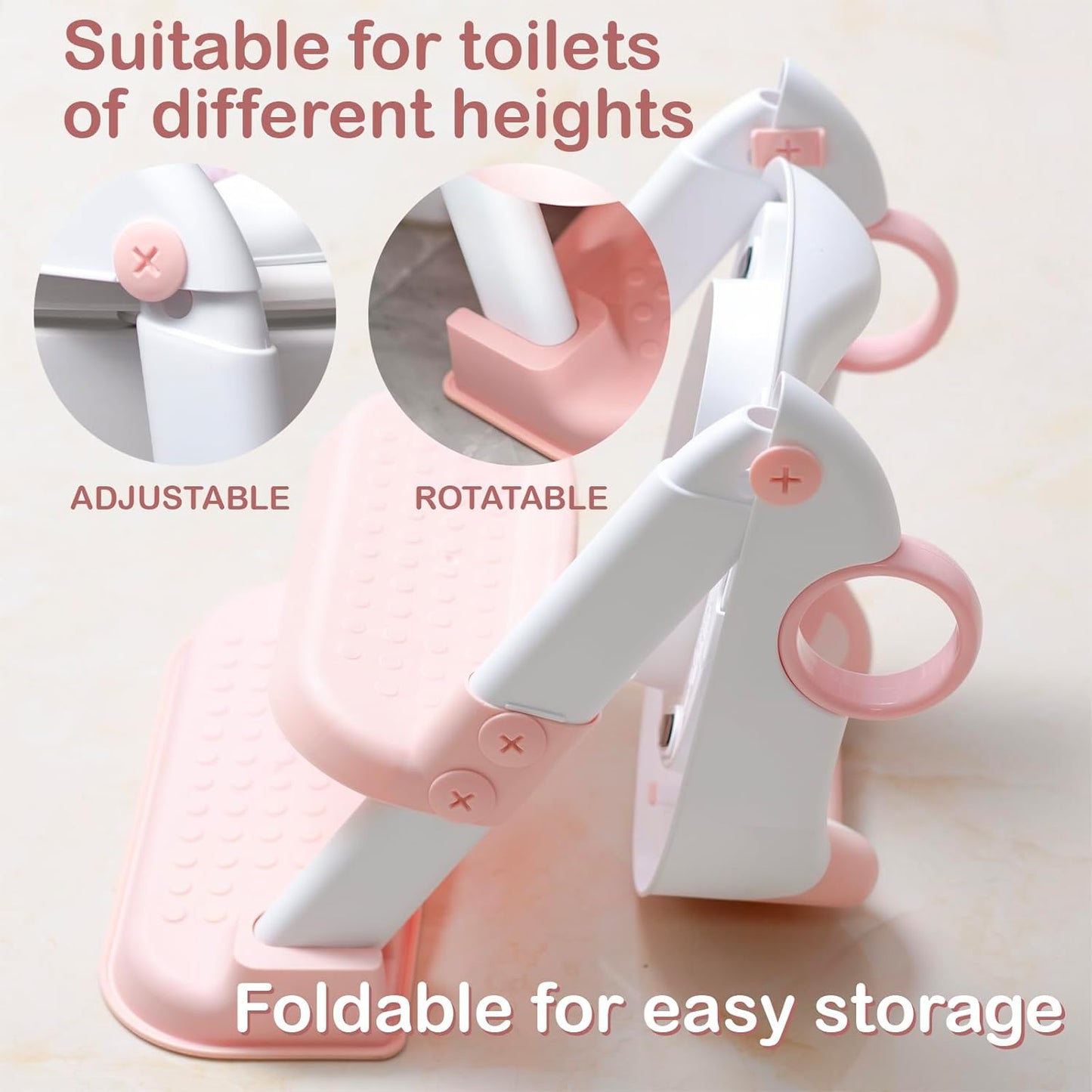 Potty Training Seat, Cute Tiger Design Elements, Foldable Toilet Seat with Soft Cushion, Suitable for Both Boys and Girls, with Splash Guard Anti-Slip Pad Step Stool(Pink)