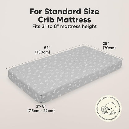 KeaBabies 2-Pack Organic Crib Sheets for Boys, Girls - 52x28 Fitted Crib Mattress Sheet Neutral, Breathable Jersey Cotton Cover for Baby Bed, Toddler Mattress, Soft & Cute Prints (ABC Land Cloud)