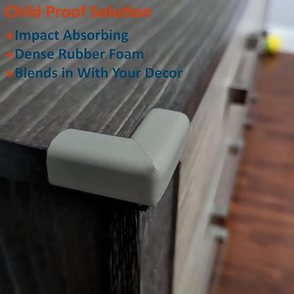 8-Pack Baby Proofing Corner Guards, Soft Rubber Corner Protectors for Furniture, 3M Adhesive Pre-Taped Corner Bumper Guards, Child Proof Safety for Fireplace, Table, Cabinet & Stairs, Grey