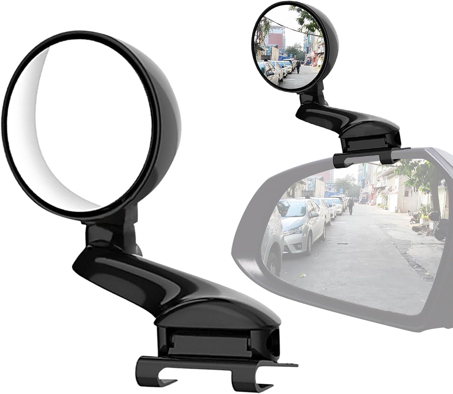 Blind Spot Mirror Adjustable 360 Degree Car Side Mirror, HD Glass Rear View Exterior Accessories Frame Thickness Less than 5MM for Car SUV (long-armed Right)