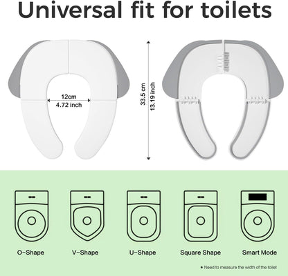 FOOYOO Foldable Toddler Toilet Seat | Portable Potty Training Seat for Travel & Home, Non-Slip, Fits Most Toilets, Easy to Clean, with Travel Bag (Gray)