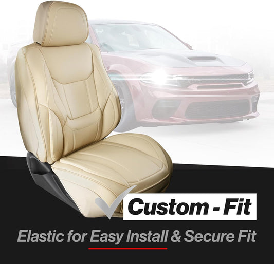 Coverland Custom Car Seat Covers Full Set for [2004-2008 Toyota Solara Convertible] - Protector Car Seat Cover Water Resistant Leather Memory Form Back Support Seat Cushion [Full Set-Beige] - Colors B