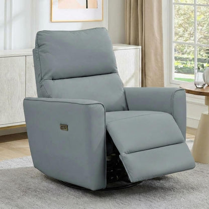 GarveeHome Power Recliner Chair, 270° Swivel Rocking Glider with USB Charging Port, Chenille Upholstered Fabric, Ergonomic Modern Nursery Chair for Living Room, Bedroom, Nursery (Beige)