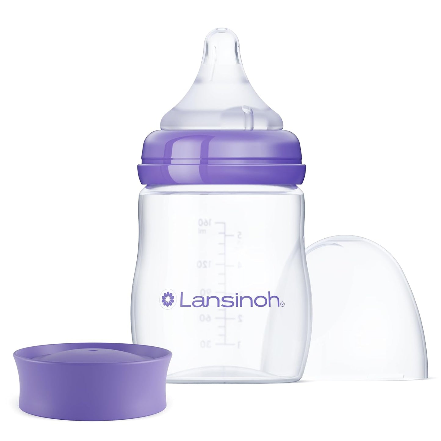 Lansinoh Anti-Colic Baby Bottles, BPA-Free Plastic, 8 Ounces, 3 Count, Medium Flow Nipples (Size M), Breastfeeding Bottle with NaturalWave Design, Baby Essentials