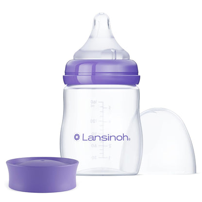 Lansinoh Anti-Colic Baby Bottles, BPA-Free Plastic, 8 Ounces, 3 Count, Medium Flow Nipples (Size M), Breastfeeding Bottle with NaturalWave Design, Baby Essentials