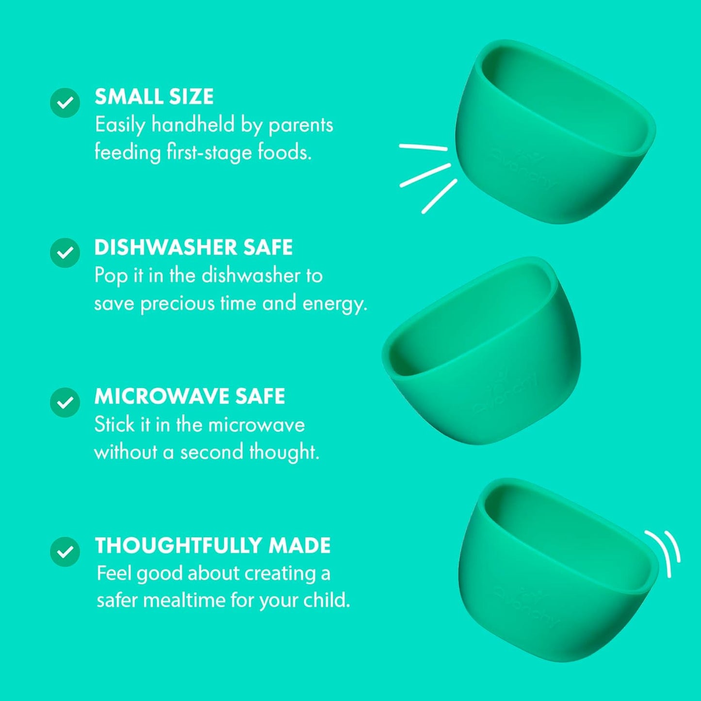 Avanchy Baby Bowls Silicone MINI Prep Bowl Set for Babies Kids Toddler for Feeding Food 4 oz, White