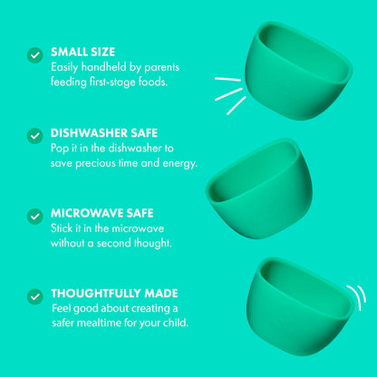 Avanchy Baby Bowls Silicone MINI Prep Bowl Set for Babies Kids Toddler for Feeding Food 4 oz, White