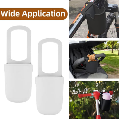 Stroller Cup Holder, 2 Pack Silicone Portable Cup Holder Storage Organizer for Strollers, Treadmills, Wheelchairs, Golf Cart, Picnic, Park, Garden and Travel (Black)